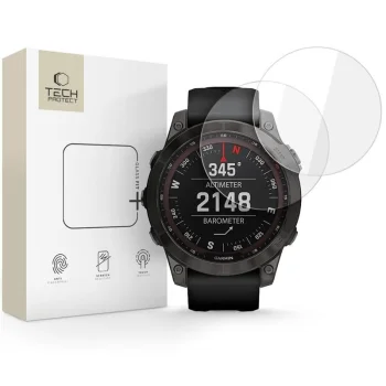 Tech-Protect Glass Fit+ Tempered Glass for Garmin Fenix 7 / 7 Pro, 2-Pack, Transparent