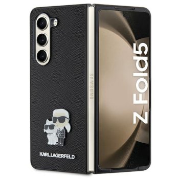 Karl Lagerfeld Samsung Galaxy Z Fold 5 Case Saffiano Karl&Choupette Pin, Black