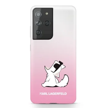 Karl Lagerfeld dėklas Samsung Galaxy S21 Ultra telefonui Choupette Fun, rožinis
