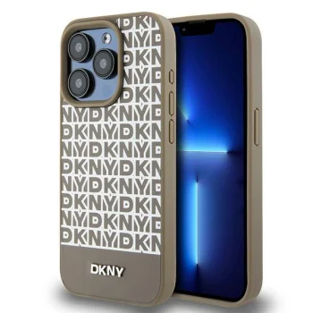 DKNY HC MagSafe Repeat Pattern dėklas iPhone 15 Pro Max telefonui, juodas
