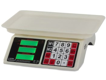 Elektroninės prekybinės svarstyklės iki 40 kg / 2 g, baltos