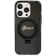 Guess Ring Stand Script Glitter MagSafe dėklas iPhone 14 Pro Max, juodas