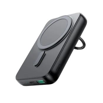 Joyroom JR-W050 10000mAh 20W MagSafe išorinė baterija su žiedu ir stovu, juoda