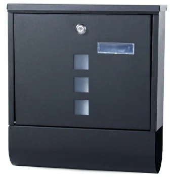 Mailbox with Newspaper Tube, Stainless Steel, Black