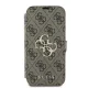 Atverčiamas dėklas Guess 4G Metal Logo, skirtas iPhone 16 Plus, rudas