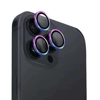 Uniq Optix kameros objektyvų apsauginis stiklas iPhone 16 Pro / 16 Pro Max, vaivorykštinis