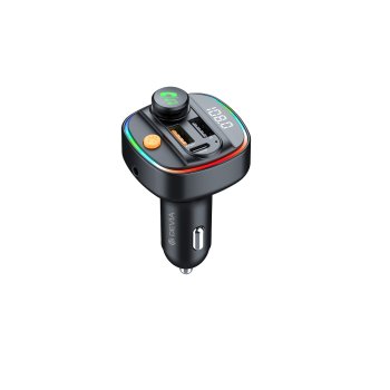 Bluetooth FM Transmitter for Car, Devia 30W PD USB-C & Dual USB Car Charger Adapter, black