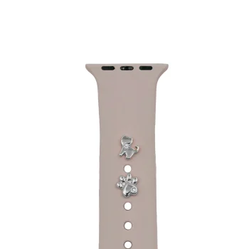Laikrodžio dirželio pakabukai Pin Charms Katė, 2 vnt., sidabro spalva