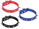 Adjustable Studded Dog Collar, Faux Leather, Size S