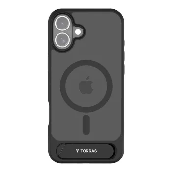 Dėklas Torras Pstand skirtas iPhone 16 su stovu, juodas