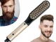 Elektrinis barzdos ir plaukų tiesinimo šepetys-šukos, auksinis
