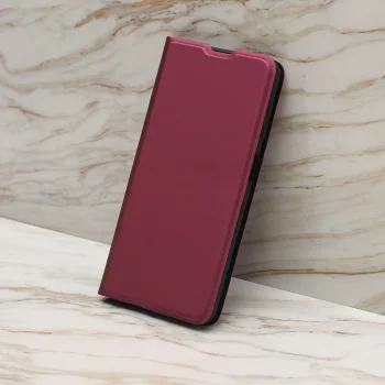 Samsung Galaxy A55 ( SM-A556B/DS ) Smart Soft Book Case Cover, Burgundy