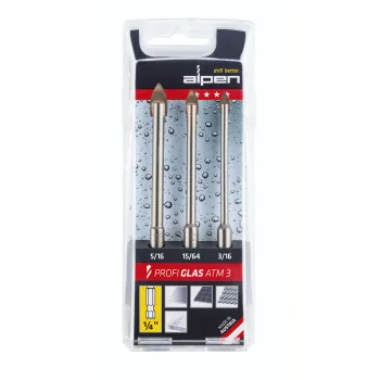 Stiklo ir plytelių grąžtų komplektas Alpen Profi Glass ATM 3-289, 3 vnt. (3, 6, 8 mm)