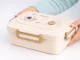 Bento Lunch Box with 3 Compartments and Utensils, Food Container for Adults Work School, Beige