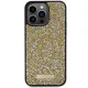 Guess Rhinestone Metal Logo dėklas, skirtas iPhone 15 Pro, geltonas