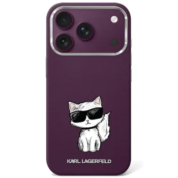 Karl Lagerfeld Smooth Choupette Sketch MagSafe dėklas iPhone 17 Pro / 18 Pro, bordo