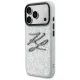 Karl Lagerfeld IML Glitter KL Diamond dėklas iPhone 17 Pro Max, sidabrinis