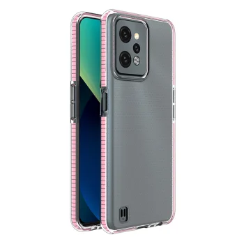Dėklas Realme C31 Spring Case su spalvotu rėmeliu, 1 mm, šviesiai rožinis