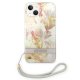 Guess Flower Strap dėklas iPhone 14 Plus telefonui su dirželiu, violetinis
