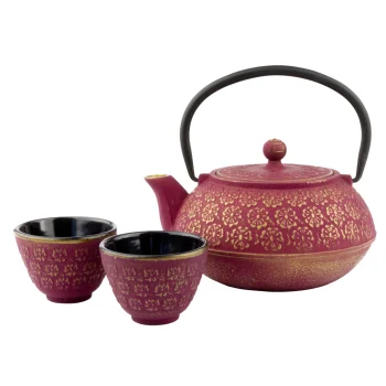 Arbatinuko dovanų rinkinys Bredemeijer Shanghai G015PG 0.6 l su puodeliais ir filtru, rožinis/aukso