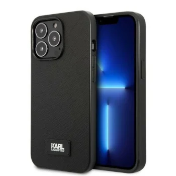 Karl Lagerfeld Saffiano Plaque dėklas iPhone 13 Pro / 13 6.1", Juodas