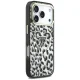 Guess IML Leopard Glitter Triangle Logo MagSafe dėklas iPhone 17 Pro / 18 Pro, juodas