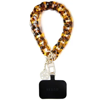 Guess Universal Saffiano Chain 4G Charm riešo dirželis telefonui, ruda/auksinė
