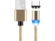 Magnetinis įkrovimo laidas 3-in-1 (Micro USB, Type-C, Lightning), 1m, auksinis