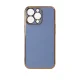 Gelinis dėklas telefonui Samsung Galaxy A12 5G Lighting Color Case su auksiniu rėmeliu, mėlynas