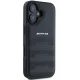 Mercedes-Benz iPhone 16 dėklas AMG Leather Debossed Lines, juodas