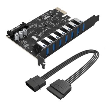 Orico ORICO-PVU3-7U-V1 PCI-E plėtros plokštė, 7x USB 3.0, juoda
