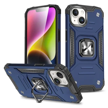 Wozinsky Ring Armor dėklas iPhone 15 Plus su žiedo laikikliu ir stovu, mėlynas