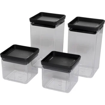 Brabantia TASTY+ maisto laikymo indelių rinkinys, 4 vnt., tamsiai pilkas