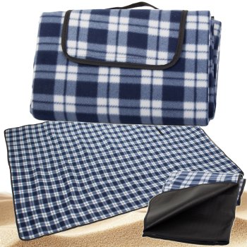 Waterproof Picnic and Beach Blanket XXL, 150x200 cm, Blue Checkered