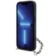 Karl Lagerfeld dėklas iPhone 14 telefonui Saffiano Monogram Chain, juodas