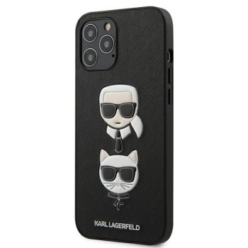 Karl Lagerfeld Saffiano Karl & Choupette dėklas iPhone 13 Pro / 13, juodas