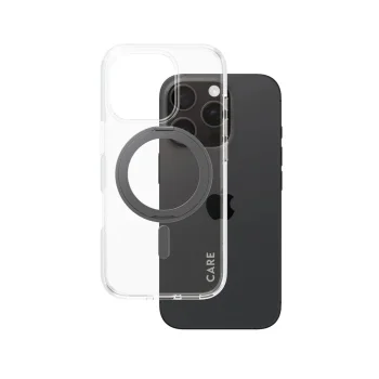 PanzerGlass 1322 MagSafe dėklas su stovu iPhone 16 Pro, skaidrus / juodas