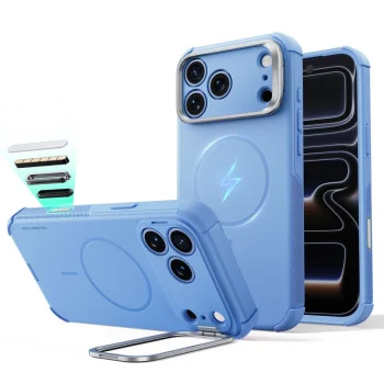 Dėklas ESR Cyber Tough Kickstand MagSafe skirtas iPhone 18 Pro Max / 17 Pro Max, šviesiai mėlynas