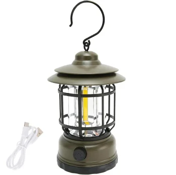 Rechargeable LED COB Camping Lantern with USB, Green