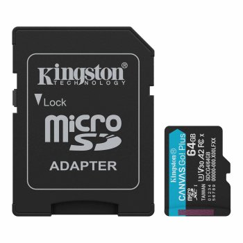 Kingston Canvas Go Plus 64GB microSDXC kortelė su adapteriu, 200MB/s