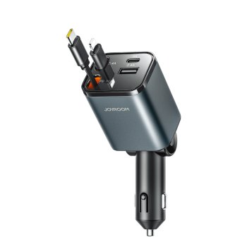 Automobilinis įkroviklis Joyroom JR-CCL05 30W su laidais, tamsiai pilkas