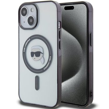 Karl Lagerfeld IML Karl`s Head MagSafe dėklas iPhone 15, Skaidrus/Juodas
