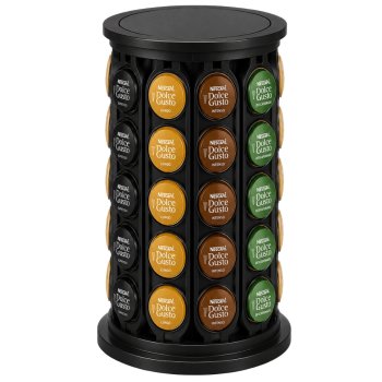 Rotating Coffee Capsule Stand, Black, 40 Capsules