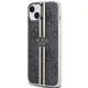 Guess IML 4G Gold Stripe dėklas, skirtas iPhone 15 Plus / 14 Plus, juodas