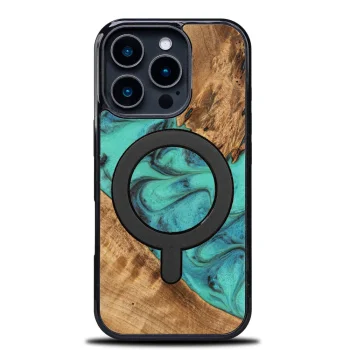 „Bewood Unique“ dėklas, skirtas „iPhone 16 Pro“ – turkio spalvos, su „MagSafe“