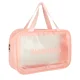 Transparent travel toiletry bag organizer, 3 pcs, pink