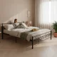 Metalinė lova 140x200 cm su grotelėmis ModernHome, juoda