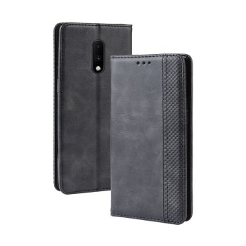 OnePlus 7 atverčiamasis odinis dėklas Vintage Style, juodas