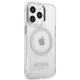 Guess Metal Outline MagSafe dėklas iPhone 13 / 13 Pro, sidabrinis
