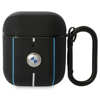 BMW Leather Color Lines dėklas, skirtas AirPods 1 / 2, juodas